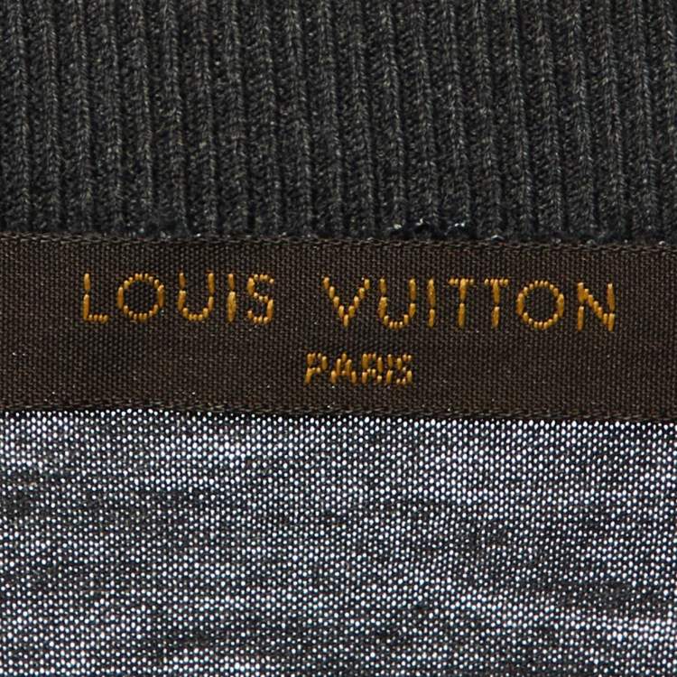 Pre Owned Louis Vuitton Grey V Logo Print Cotton Crew Neck T-Shirt 6L