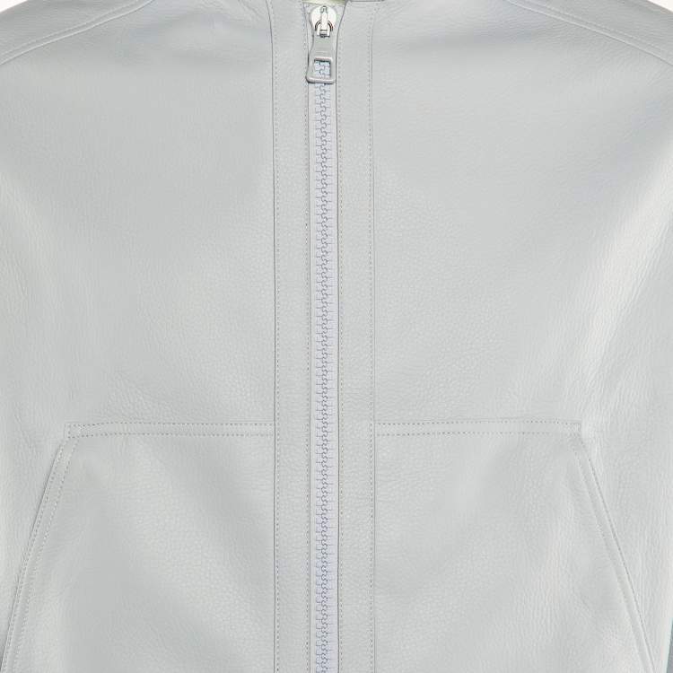 Pre Owned Louis Vuitton Grey Deer Skin Shearling Detail Jacket S