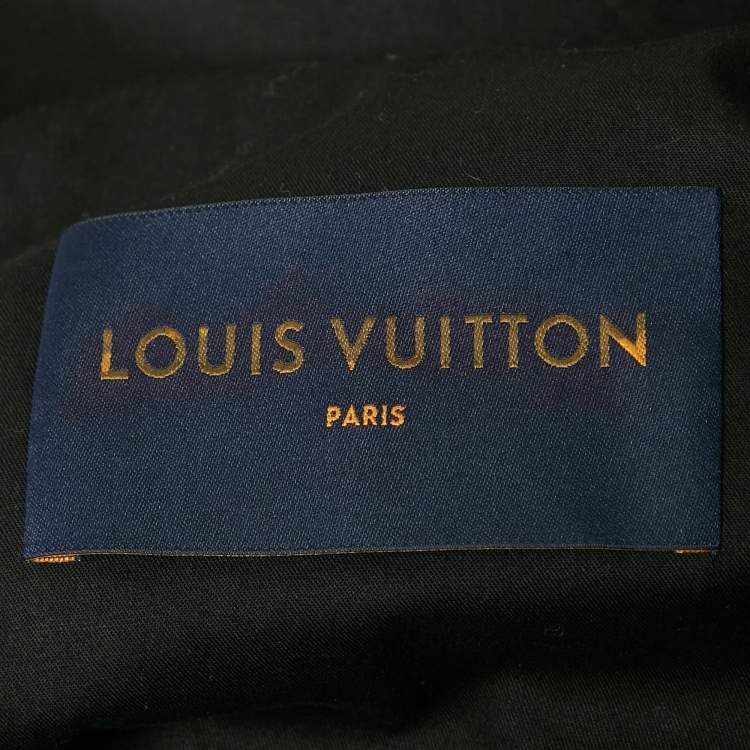 Pre Owned Louis Vuitton Faded Black Applique Detail Zip-Up Jacket XL