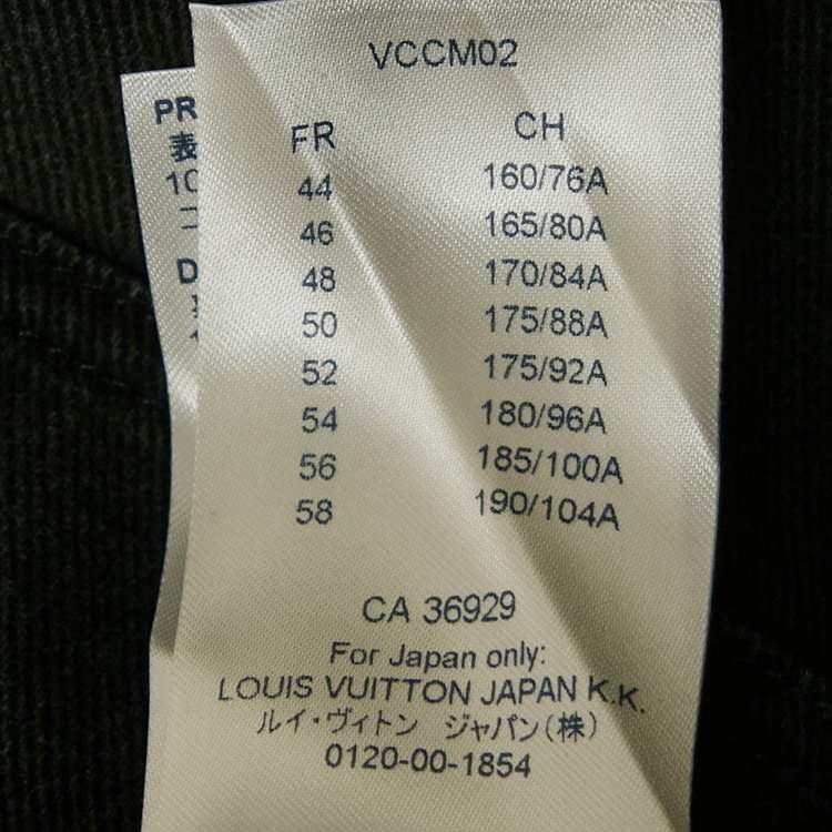 Pre Owned Louis Vuitton Faded Black Applique Detail Zip-Up Jacket XL