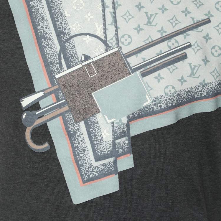 Pre Owned Louis Vuitton Dark Grey Cotton 2017 Graphic Print T-Shirt XS