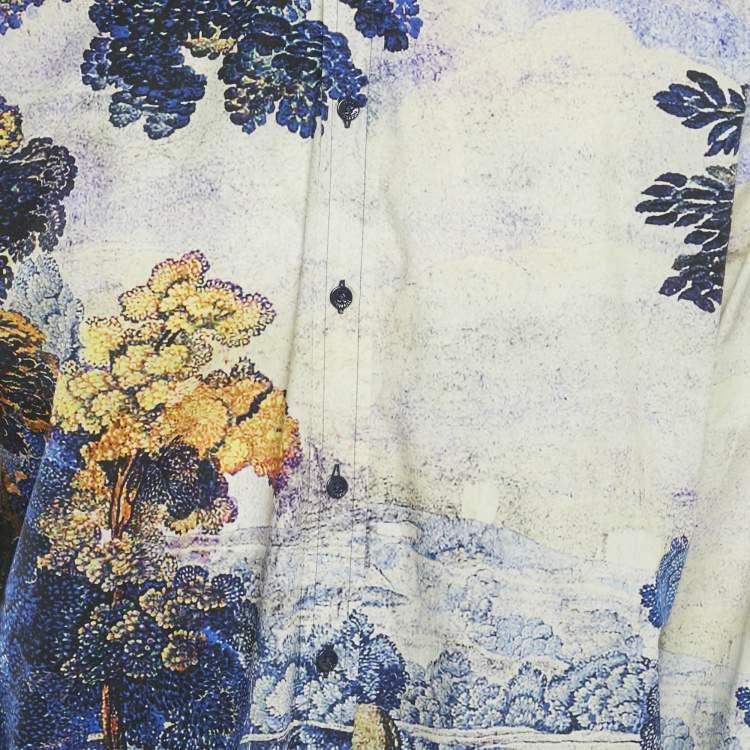 Pre Owned Louis Vuitton Blue DNA Tapestry Print Cotton Shirt M
