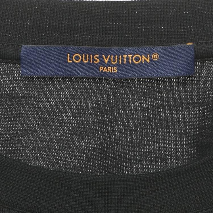 مملوكة مسبقًا Louis Vuitton Black Logo Embroidery Cotton Crew Neck T-Shirt M