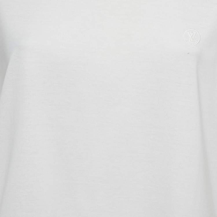 مملوكة مسبقًا Louis Vuitton White Logo Embroidered Jersey Crew Neck T-Shirt L