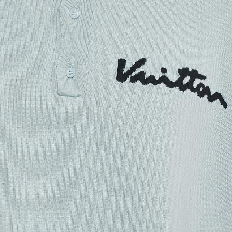 Pre Owned Louis Vuitton Blue Jersey Intarsia Detail Polo T-Shirt XL