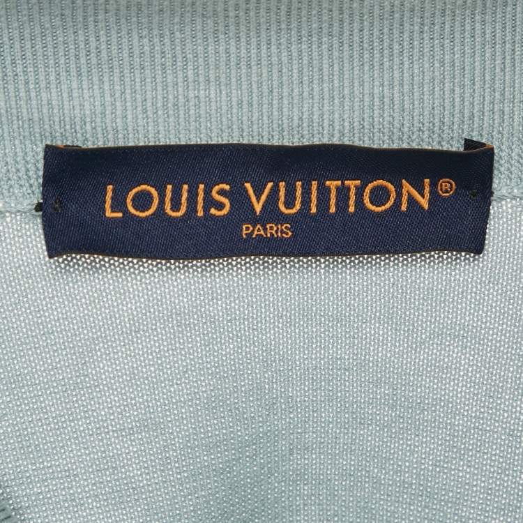 Pre Owned Louis Vuitton Blue Jersey Intarsia Detail Polo T-Shirt XL