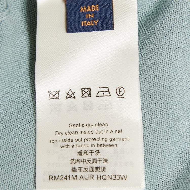 Pre Owned Louis Vuitton Blue Jersey Intarsia Detail Polo T-Shirt XL