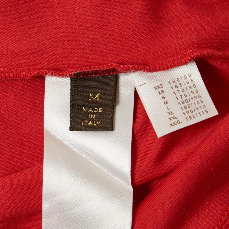 Pre Owned Louis Vuitton Red Cotton Pocket Detail Polo T-Shirt M