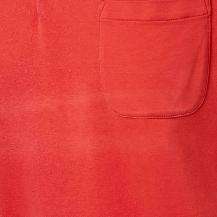 Pre Owned Louis Vuitton Red Cotton Pocket Detail Polo T-Shirt M