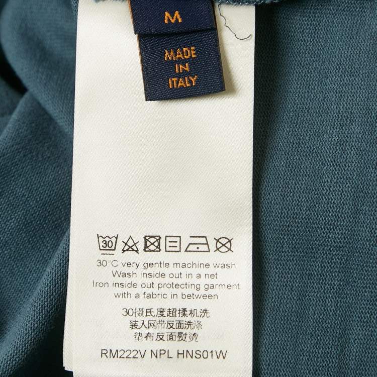 Pre Owned Louis Vuitton Blue Flock Print Cotton Knit Button Front Shirt M