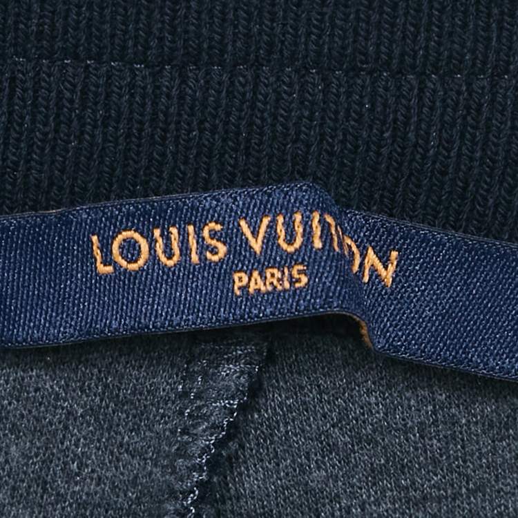 Pre Owned Louis Vuitton Staple Edition Navy Blue Jersey Drawstring Shorts L