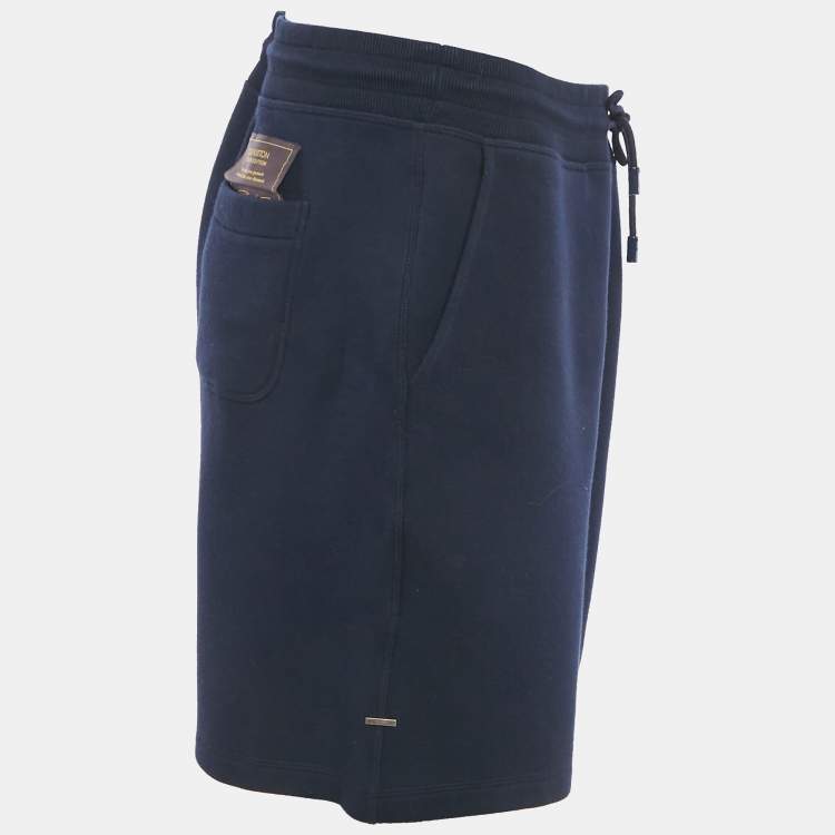 Pre Owned Louis Vuitton Staple Edition Navy Blue Jersey Drawstring Shorts L