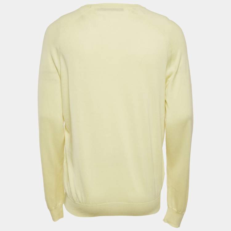 Pre Owned Louis Vuitton Yellow Cotton Knit Crewneck Sweatshirt XL