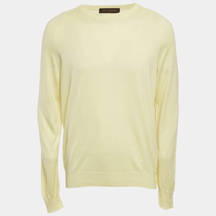 Pre Owned Louis Vuitton Yellow Cotton Knit Crewneck Sweatshirt XL