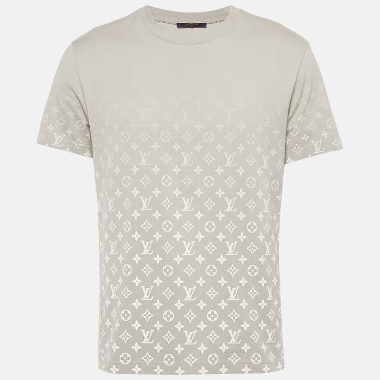 Pre Owned Louis Vuitton Grey Gradient Monogram Print Jersey T-Shirt M