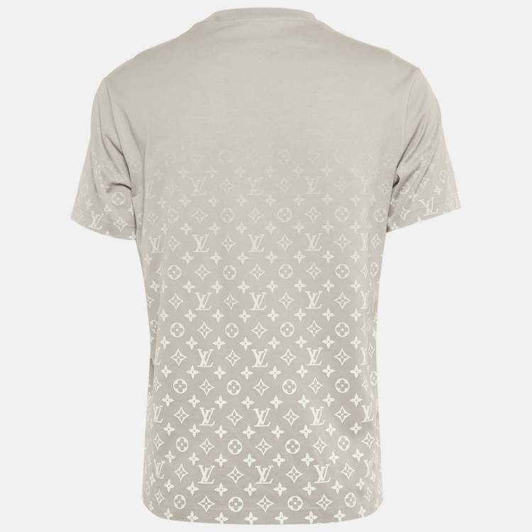 Pre Owned Louis Vuitton Grey Gradient Monogram Print Jersey T-Shirt M