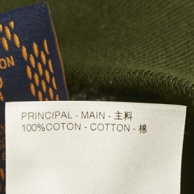 Pre Owned Louis Vuitton Green Damier Cotton Jacquard Stud Detail Pullover M