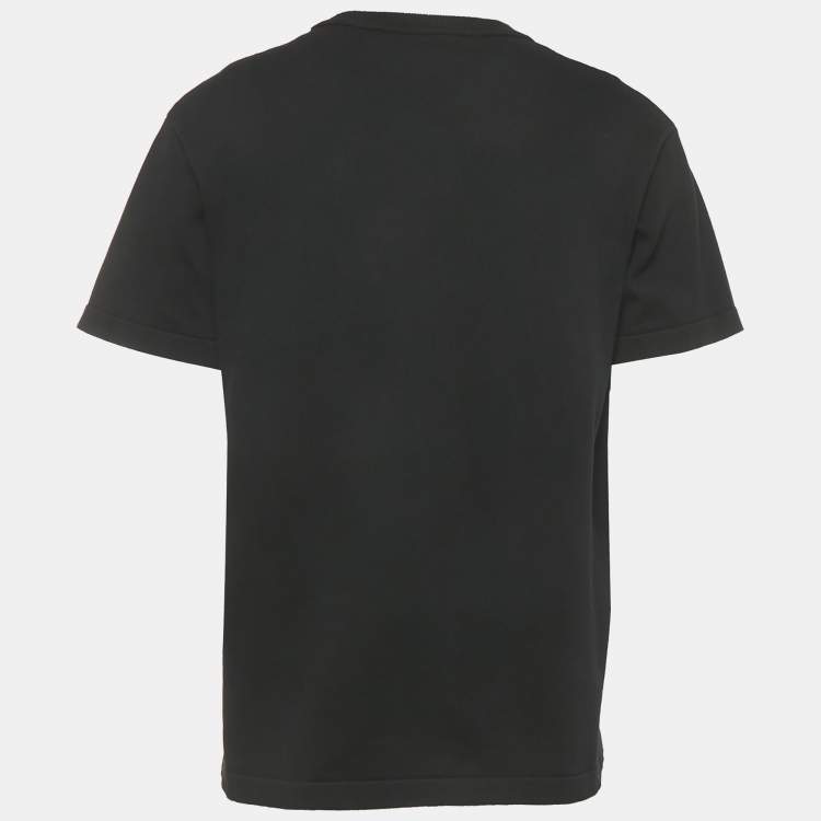 Pre Owned Louis Vuitton Black Logo Embroidery Cotton Crew Neck T-Shirt M