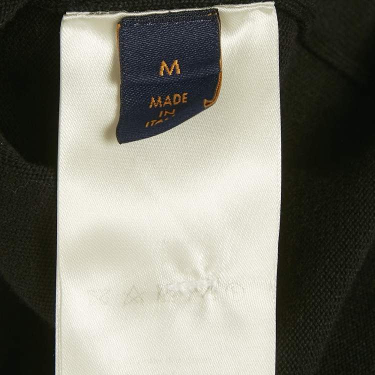 Pre Owned Louis Vuitton Black Logo Embroidery Cotton Crew Neck T-Shirt M