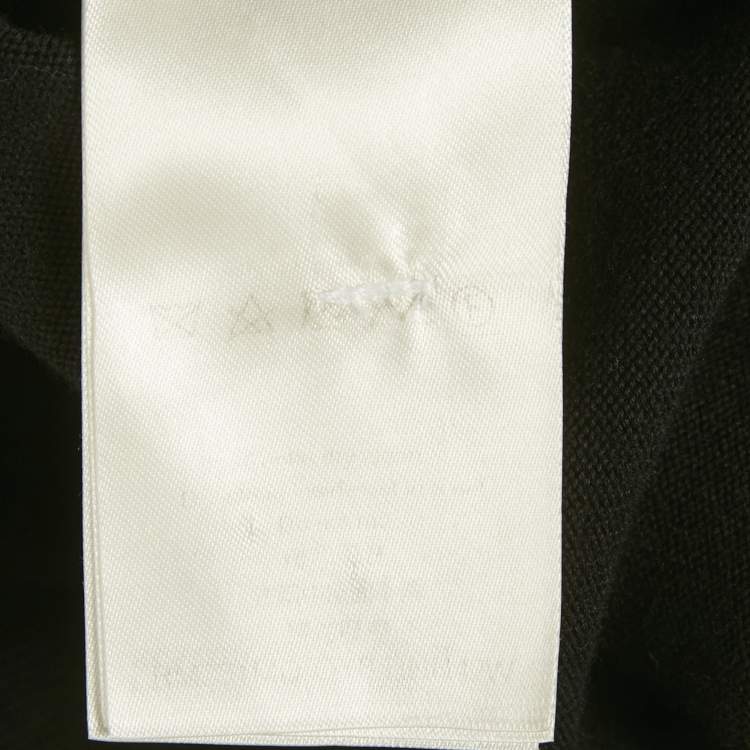 Pre Owned Louis Vuitton Black Logo Embroidery Cotton Crew Neck T-Shirt M