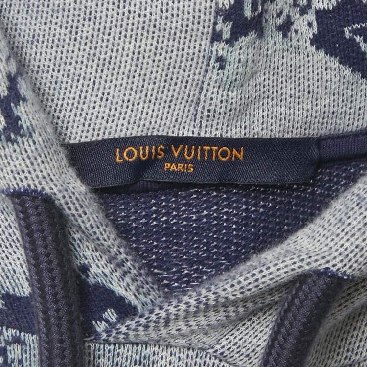 Pre Owned Louis Vuitton Blue Cotton Monogram Bandana Short-Sleeve Hoodie M