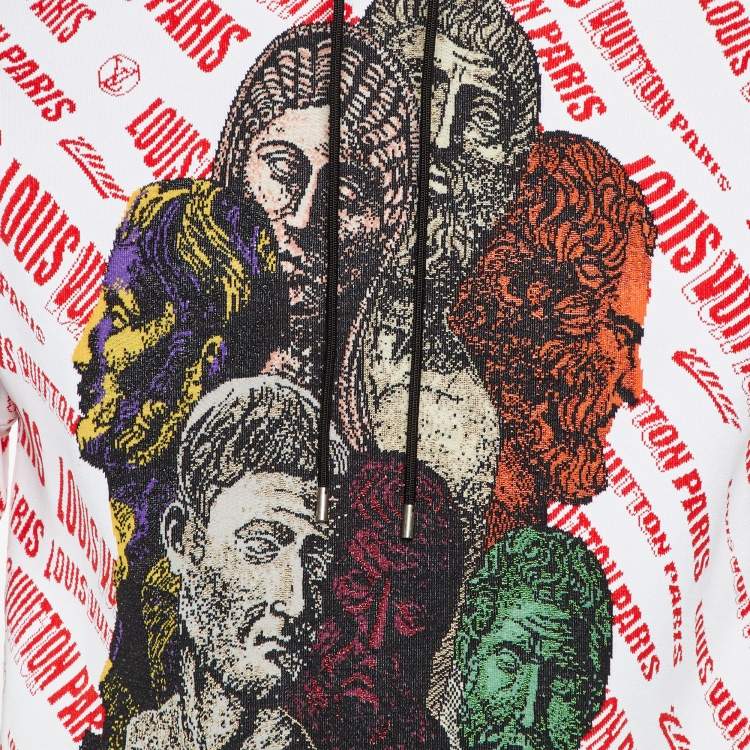 Pre Owned Louis Vuitton X Fornasetti Red Roman Bust Knit Hooded Jumper S 