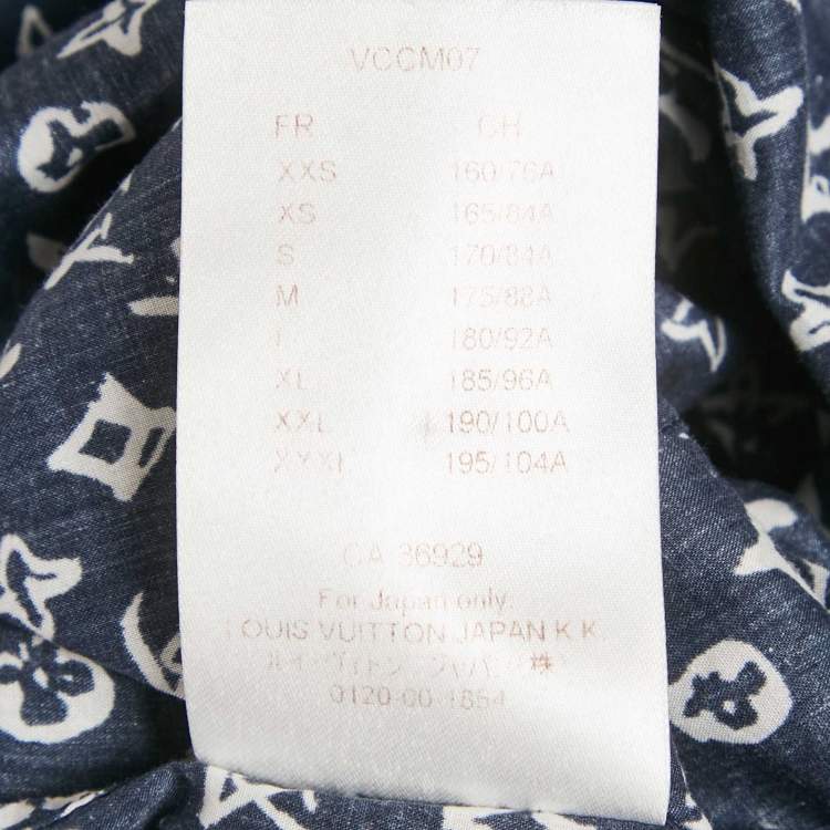 Pre Owned Louis Vuitton Blue Monogram Print Cotton Regular Fit Shirt M