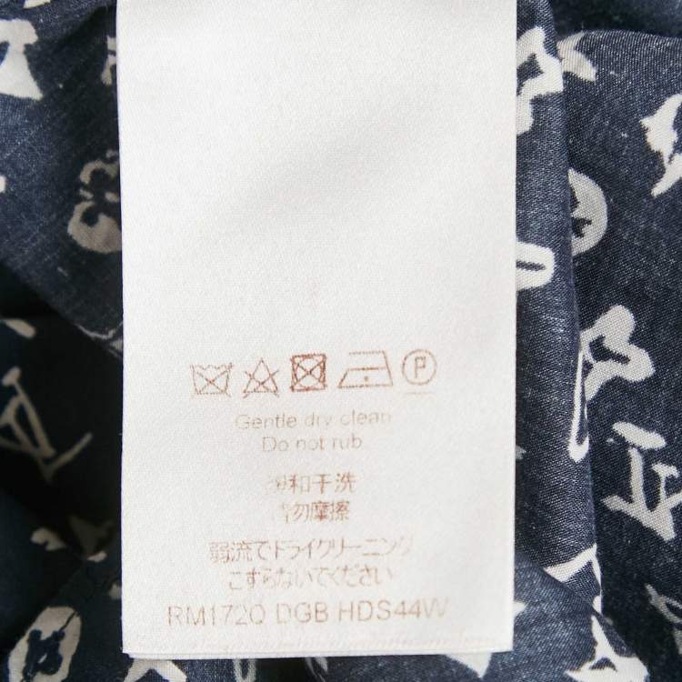 Pre Owned Louis Vuitton Blue Monogram Print Cotton Regular Fit Shirt M