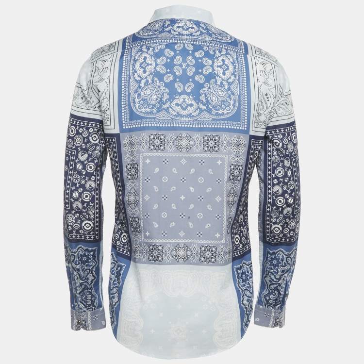 Pre Owned Louis Vuitton Blue Bandana Print Cotton Long Sleeve Shirt S