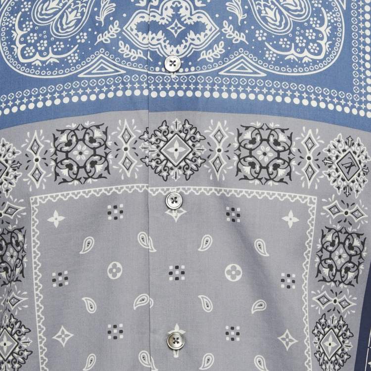 Pre Owned Louis Vuitton Blue Bandana Print Cotton Long Sleeve Shirt S