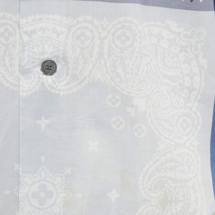 Pre Owned Louis Vuitton Blue Bandana Print Cotton Long Sleeve Shirt S
