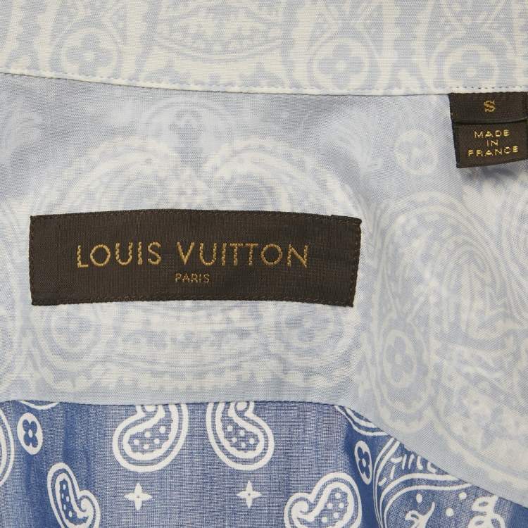 Pre Owned Louis Vuitton Blue Bandana Print Cotton Long Sleeve Shirt S