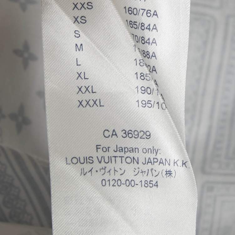 Pre Owned Louis Vuitton White & Blue Logo Printed Short Sleeve Shirt S