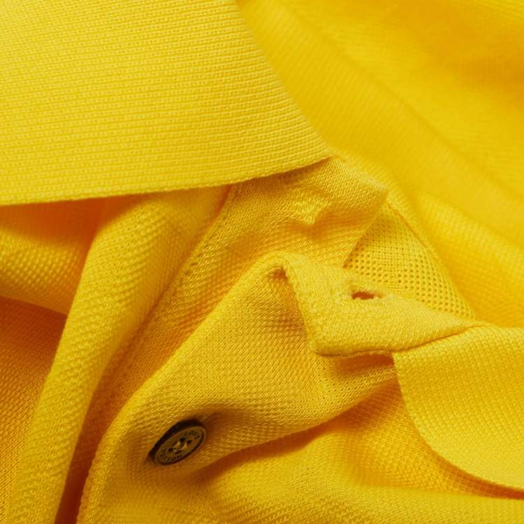 Pre Owned Louis Vuitton Yellow Damier Jacquard Knit Polo T-Shirt XS