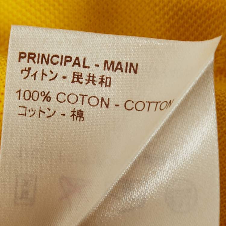 Pre Owned Louis Vuitton Yellow Damier Jacquard Knit Polo T-Shirt XS
