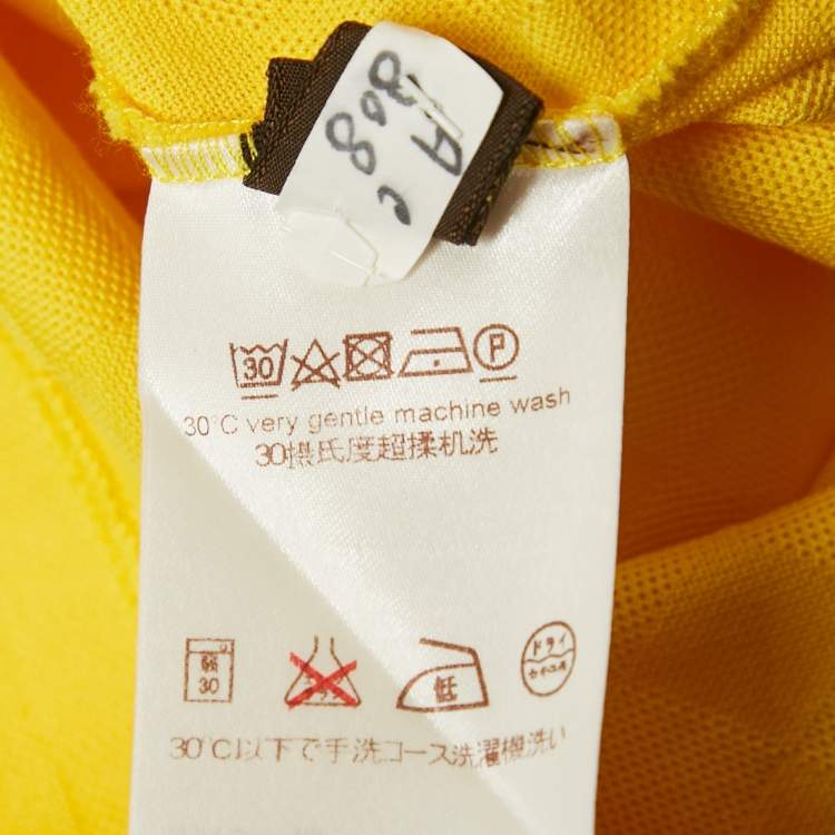 Pre Owned Louis Vuitton Yellow Damier Jacquard Knit Polo T-Shirt XS