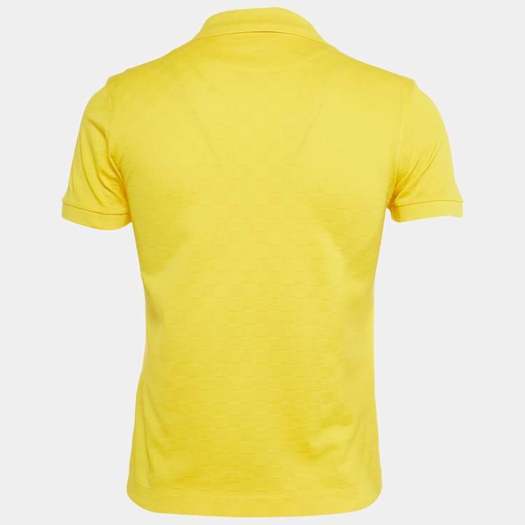 Pre Owned Louis Vuitton Yellow Damier Jacquard Knit Polo T-Shirt XS