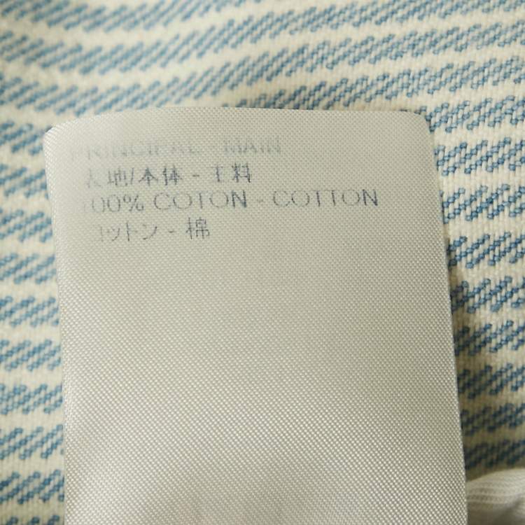 Pre Owned Louis Vuitton Blue Monogram & Watercolor Print Denim Oversized Shirt M 