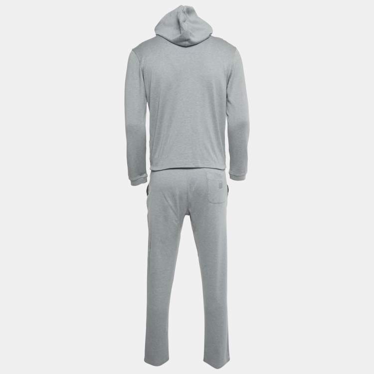 Pre Owned Louis Vuitton Grey Logo Plaque Cotton Track Suit S