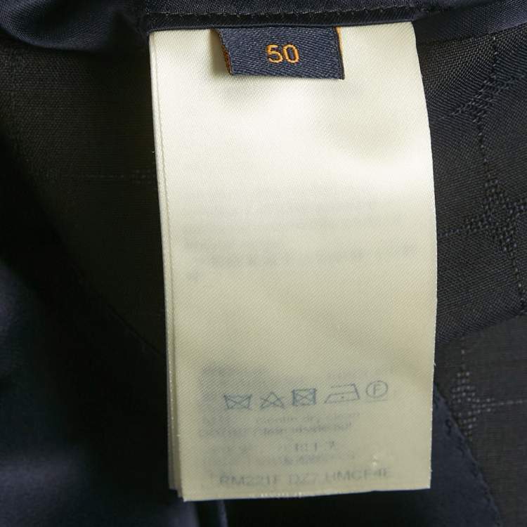 Pre Owned Louis Vuitton Navy Blue Checkered Wool Suit L