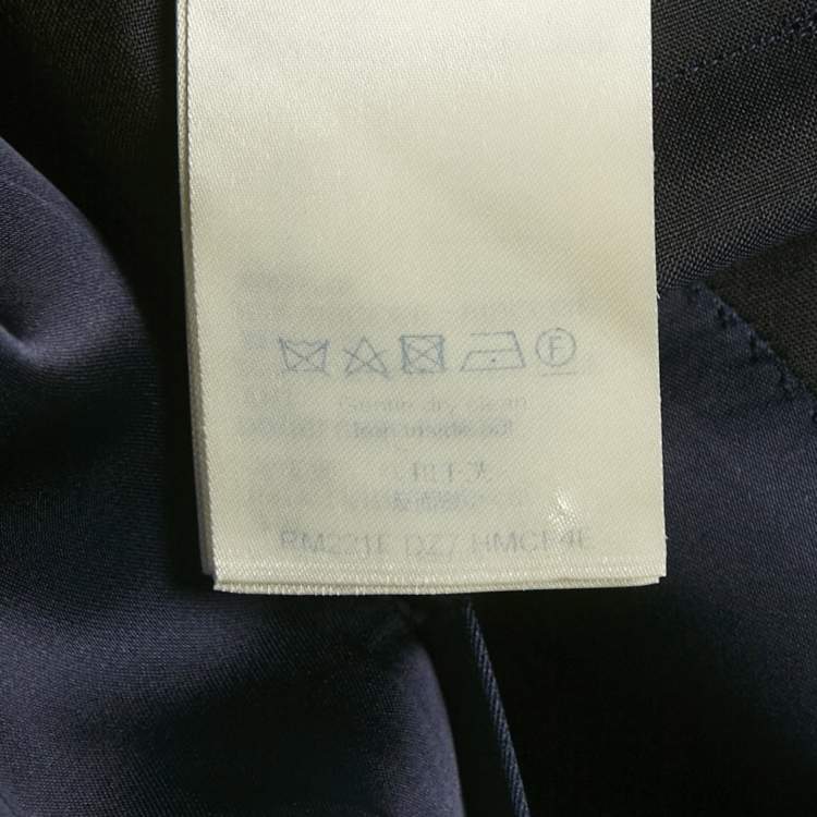 Pre Owned Louis Vuitton Navy Blue Checkered Wool Suit L