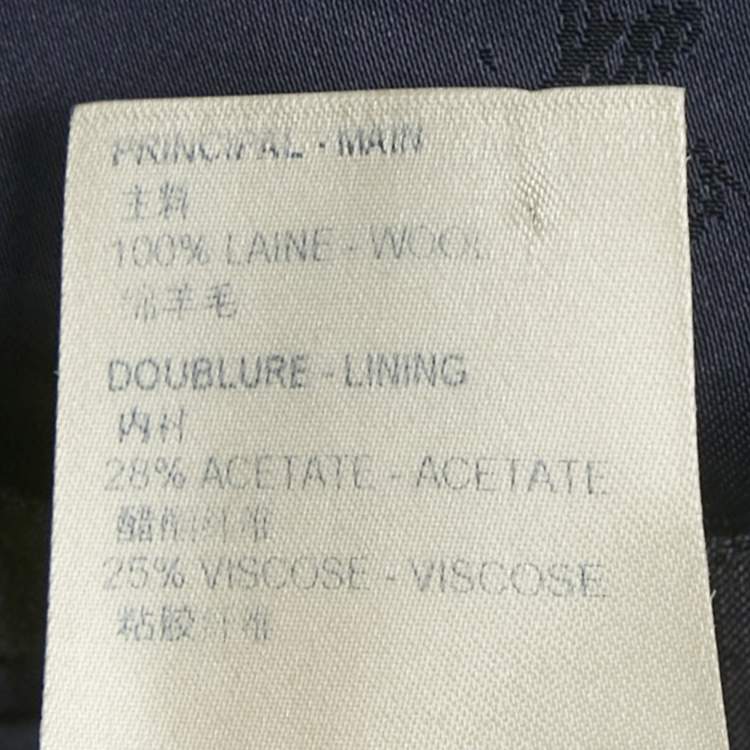 Pre Owned Louis Vuitton Navy Blue Checkered Wool Suit L