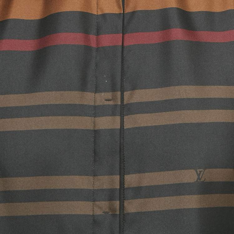 Pre Owned Louis Vuitton Black Stripe Print Silk Button Front Shirt S