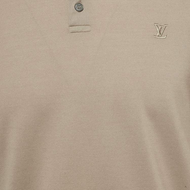 Pre Owned Louis Vuitton Greenish Grey Cotton Pique Polo T-Shirt S