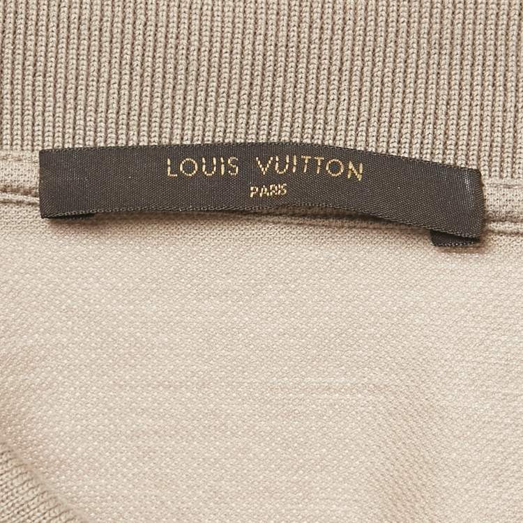 Pre Owned Louis Vuitton Greenish Grey Cotton Pique Polo T-Shirt S