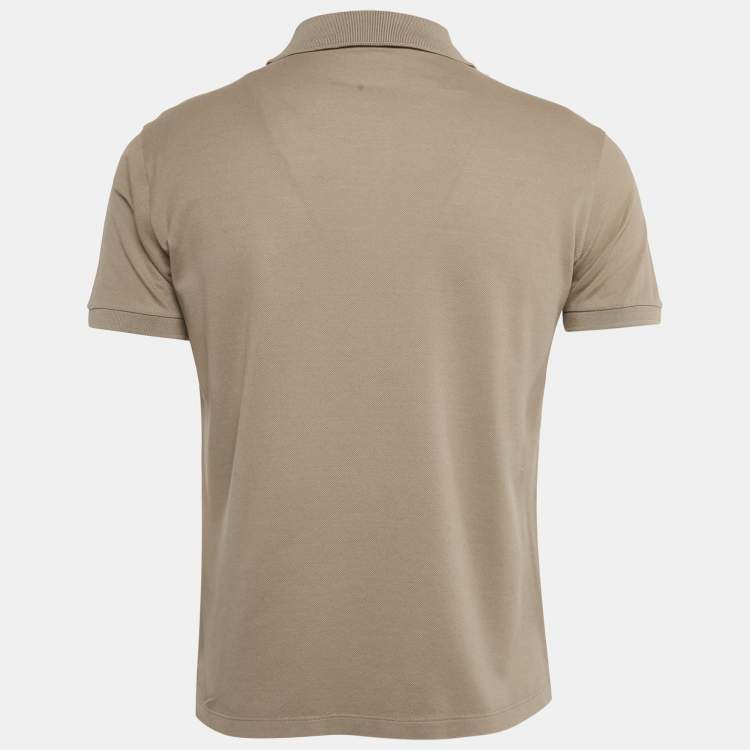 Pre Owned Louis Vuitton Greenish Grey Cotton Pique Polo T-Shirt S