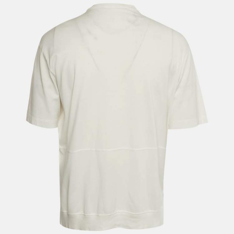 Pre Owned Louis Vuitton White Logo Print Jersey Crewneck T-Shirt XS