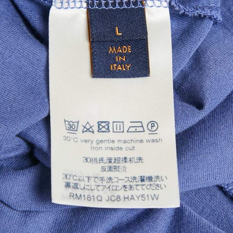 Pre Owned Louis Vuitton Blue Jersey V-Neck T-Shirt L
