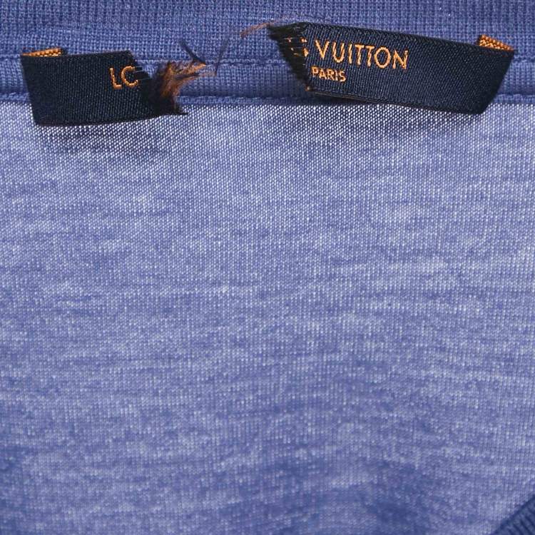 Pre Owned Louis Vuitton Blue Jersey V-Neck T-Shirt L