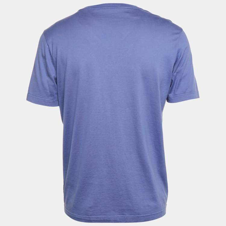 Pre Owned Louis Vuitton Blue Jersey V-Neck T-Shirt L
